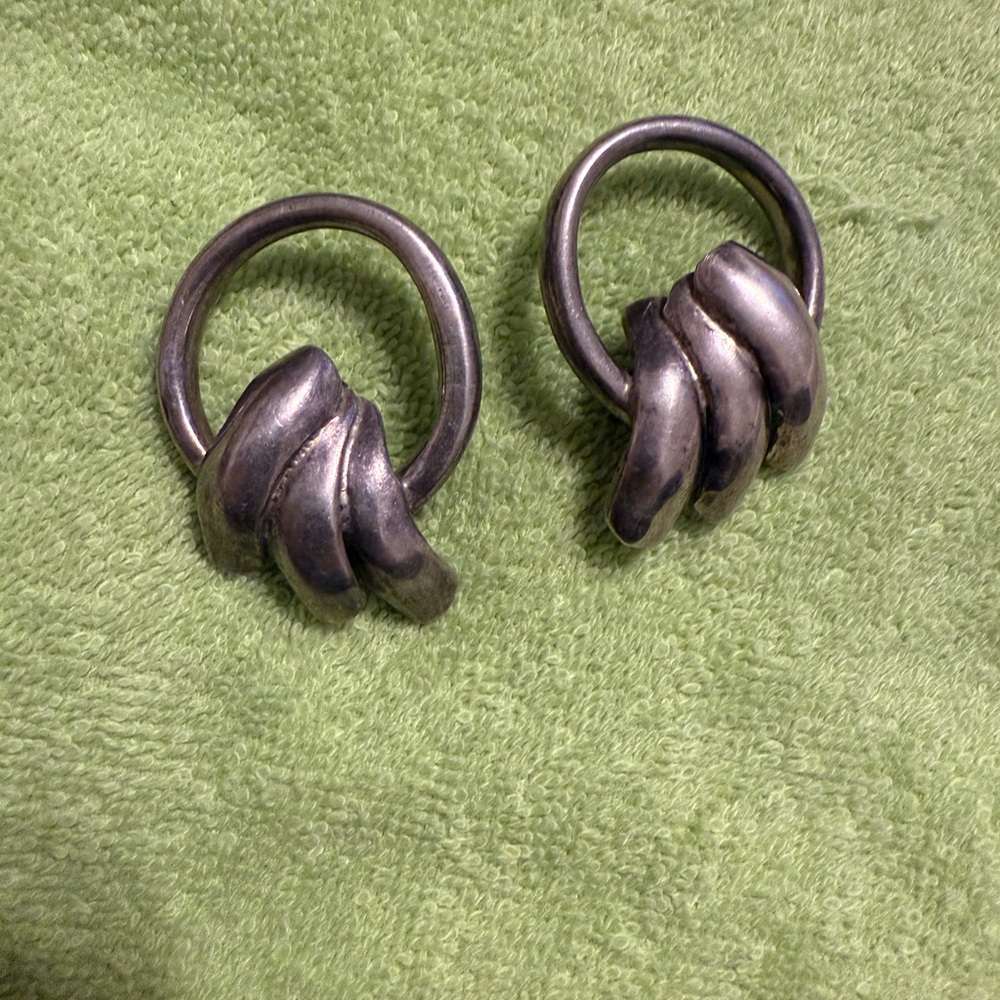 Vintage 925 Taxco Mexico Silver Knot Earrings